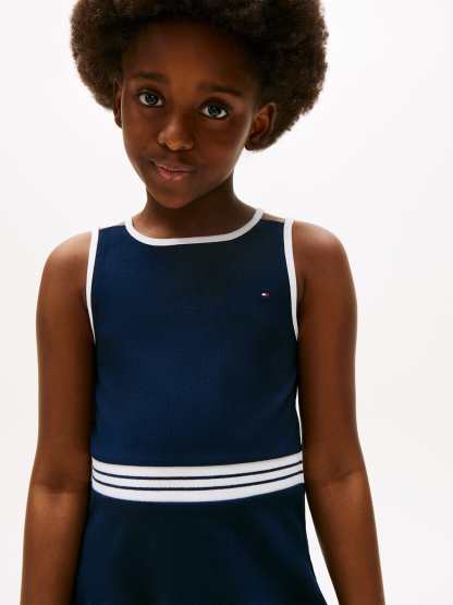 Tothtmmy Hilfigthter  Girls Contrast Binding Skater Dress in Navy