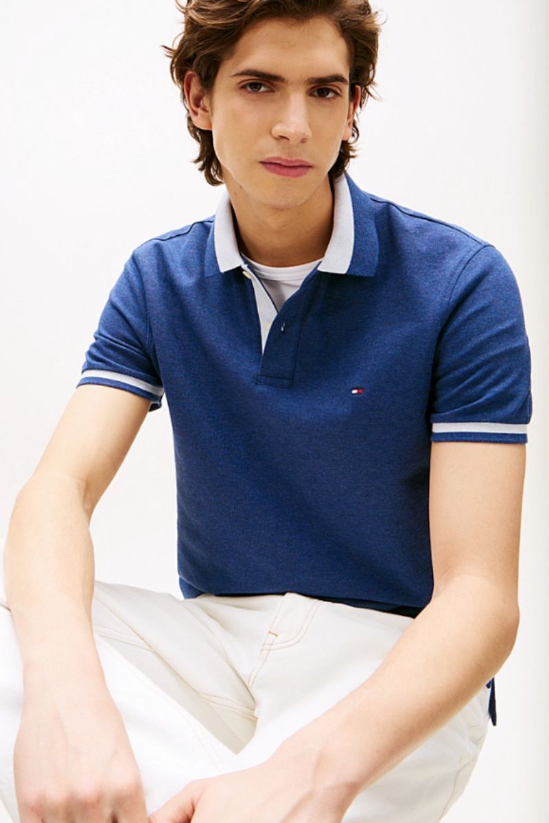 Tothtmmy Hilfigthter Contrast Collar Block Polo Navy