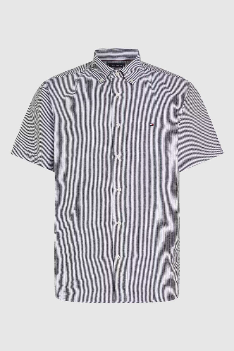 Tothtmmy Hilfigthter Cotton Linen Shirt Navy Stripe