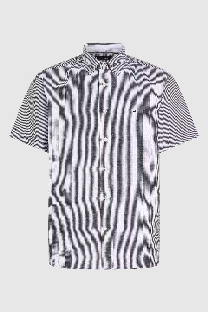 Tothtmmy Hilfigthter Cotton Linen Shirt Navy Stripe