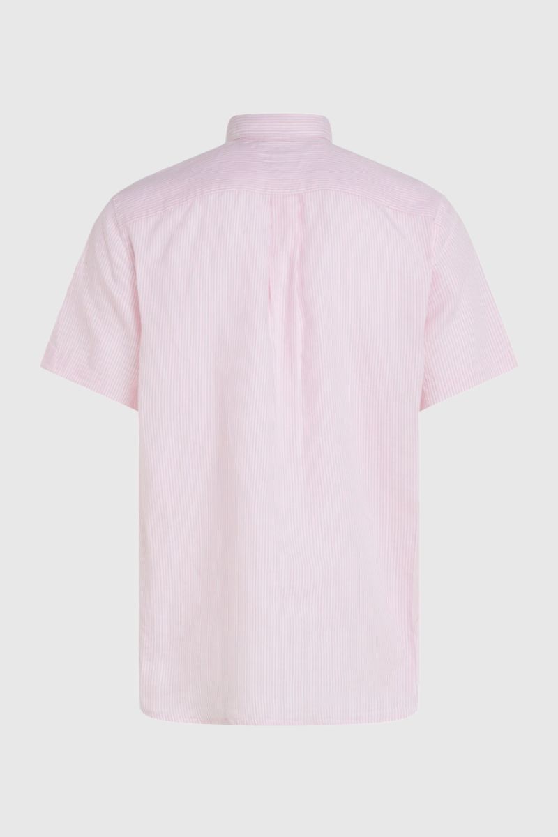 Tothtmmy Hilfigthter Cotton Linen Shirt Pink Stripe