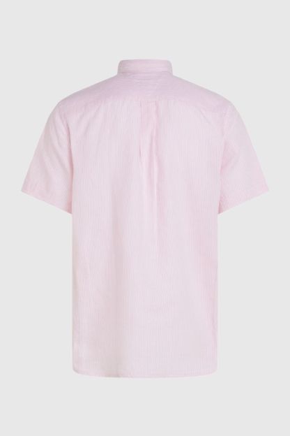 Tothtmmy Hilfigthter Cotton Linen Shirt Pink Stripe
