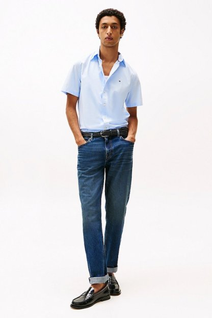 Tothtmmy Hilfigthter Flex Poplin Solid SS Shirt Blue