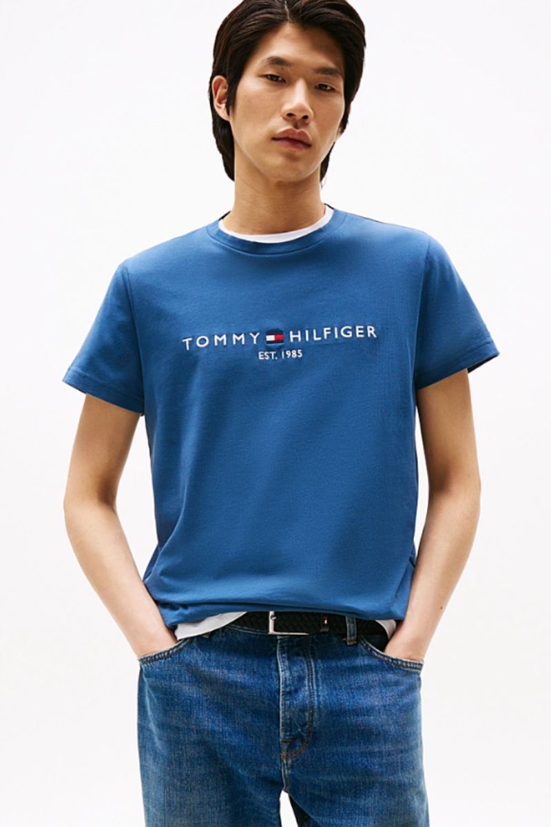 Tothtmmy Hilfigthter Logo T-Shirt Aegean Sea