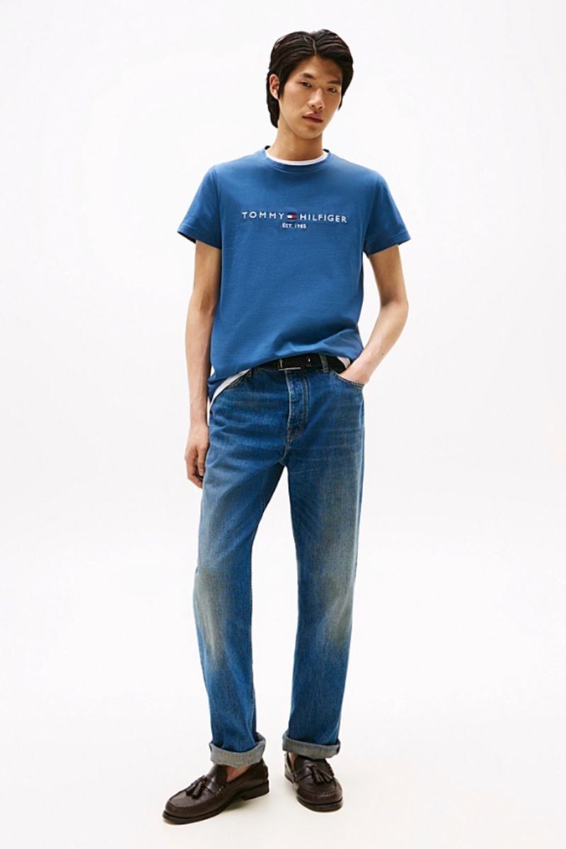 Tothtmmy Hilfigthter Logo T-Shirt Aegean Sea
