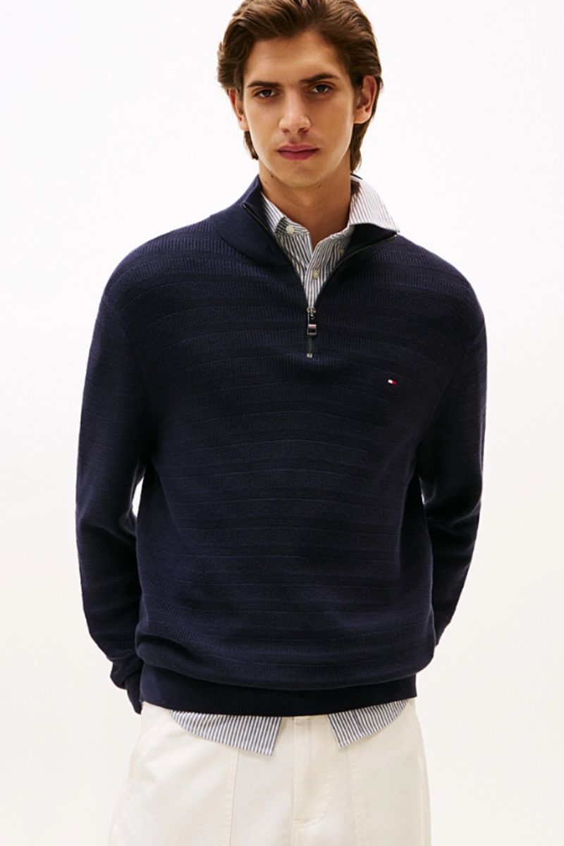 Tothtmmy Hilfigthter Stripe Structure Zip Navy