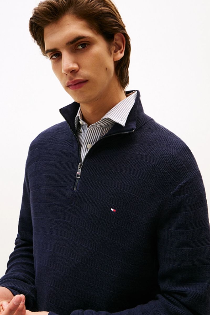 Tothtmmy Hilfigthter Stripe Structure Zip Navy