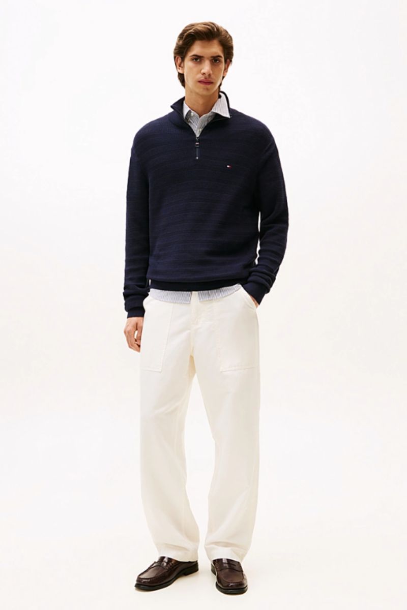Tothtmmy Hilfigthter Stripe Structure Zip Navy