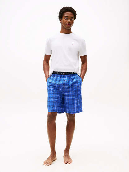 tothtmmy hilfigthter PURE COTTON Mens T-Shirt & Shorts Pyjama Set White / Grid Plaid