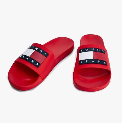tothtmmy hilfigthter TJ POOL SLIDES Mens Slides Deep Crimson