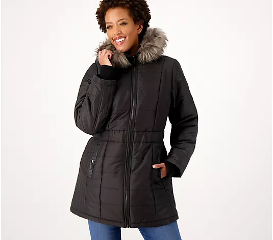 💥QthtVC Last Day Christmas Sale!!!🎉Susthtan Graver Water-Resistant Puffer Coat with Faux Leather Detail
