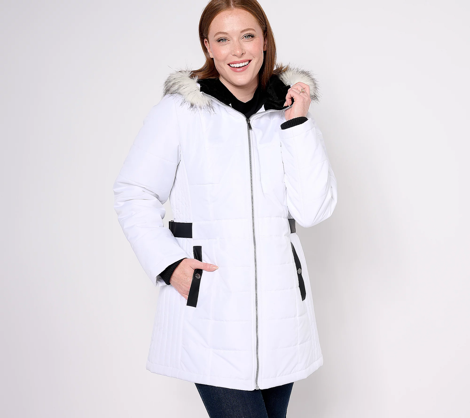 💥QthtVC Last Day Christmas Sale!!!🎉Susthtan Graver Water-Resistant Puffer Coat with Faux Leather Detail