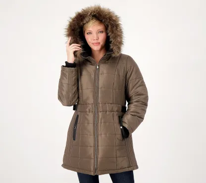 💥QthtVC Last Day Christmas Sale!!!🎉Susthtan Graver Water-Resistant Puffer Coat with Faux Leather Detail