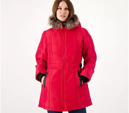 💥QthtVC Last Day Christmas Sale!!!🎉Susthtan Graver Water-Resistant Puffer Coat with Faux Leather Detail