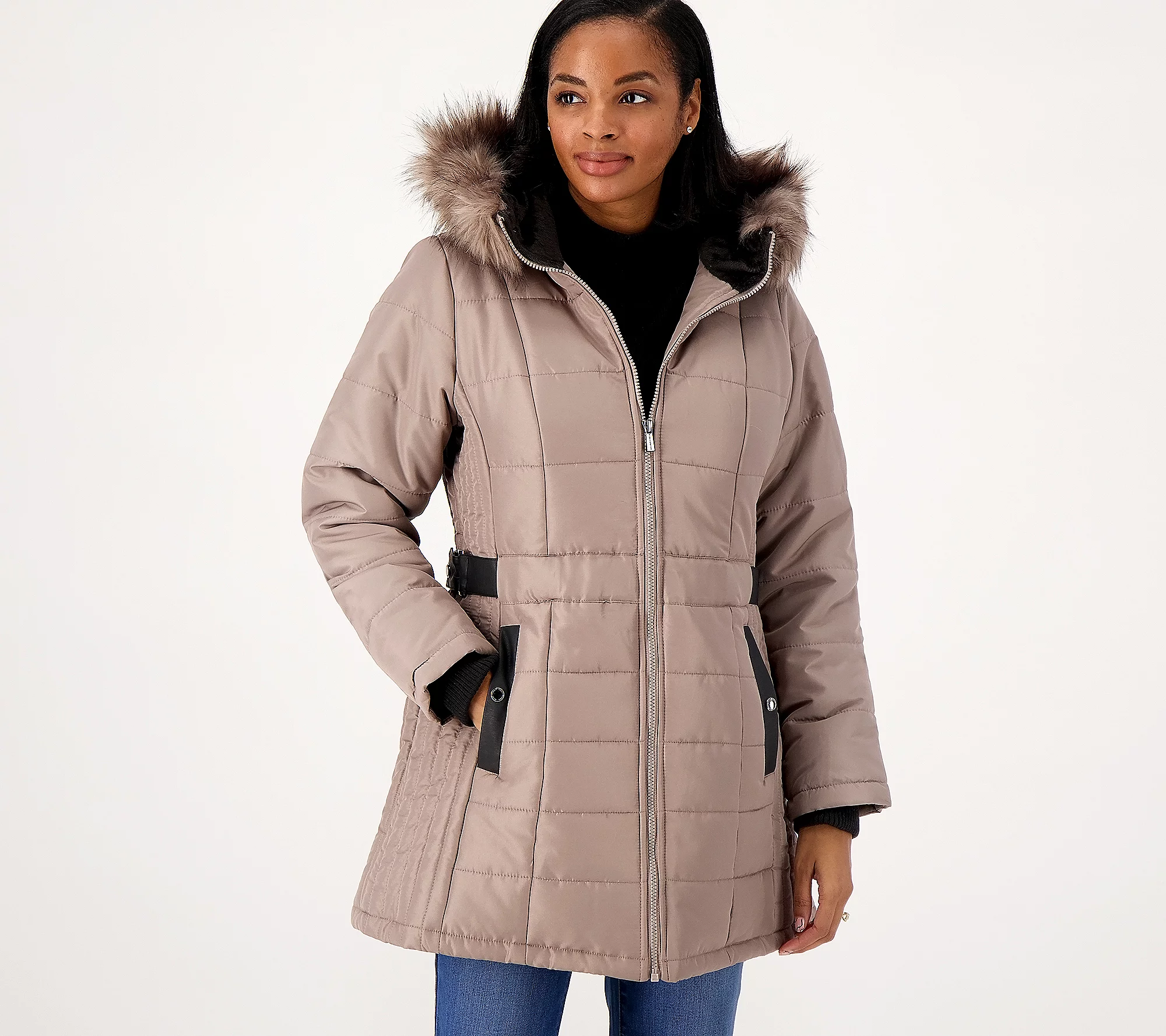 💥QthtVC Last Day Christmas Sale!!!🎉Susthtan Graver Water-Resistant Puffer Coat with Faux Leather Detail