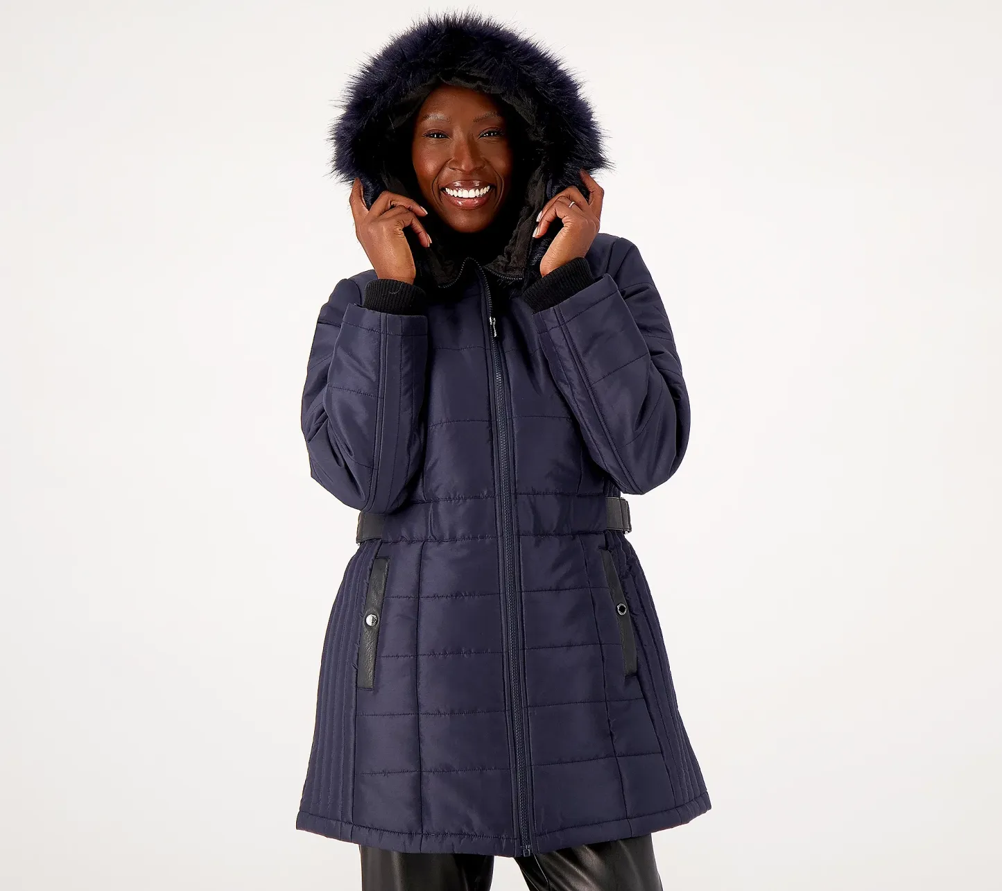 💥QthtVC Last Day Christmas Sale!!!🎉Susthtan Graver Water-Resistant Puffer Coat with Faux Leather Detail