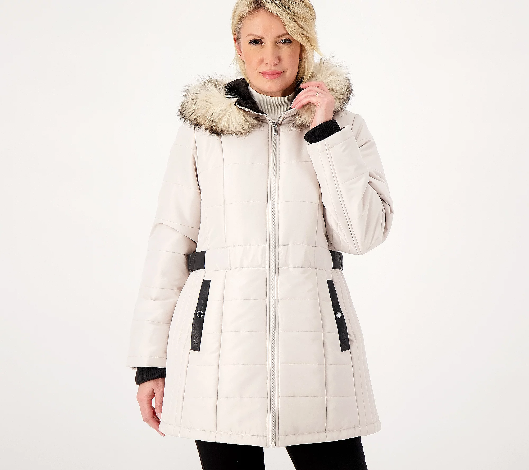 💥QthtVC Last Day Christmas Sale!!!🎉Susthtan Graver Water-Resistant Puffer Coat with Faux Leather Detail