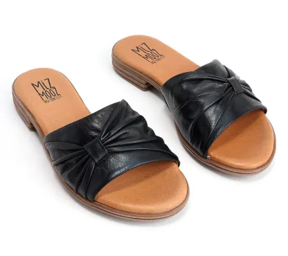 Miz Mothtoz Leather Ruched Slide Sandals