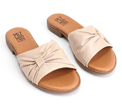 Miz Mothtoz Leather Ruched Slide Sandals