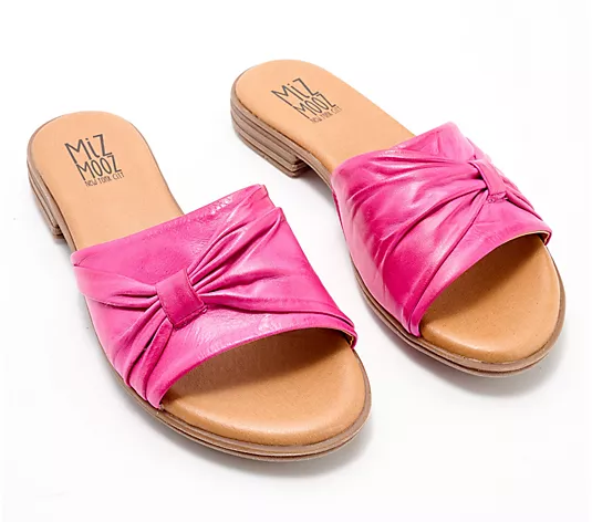 Miz Mothtoz Leather Ruched Slide Sandals