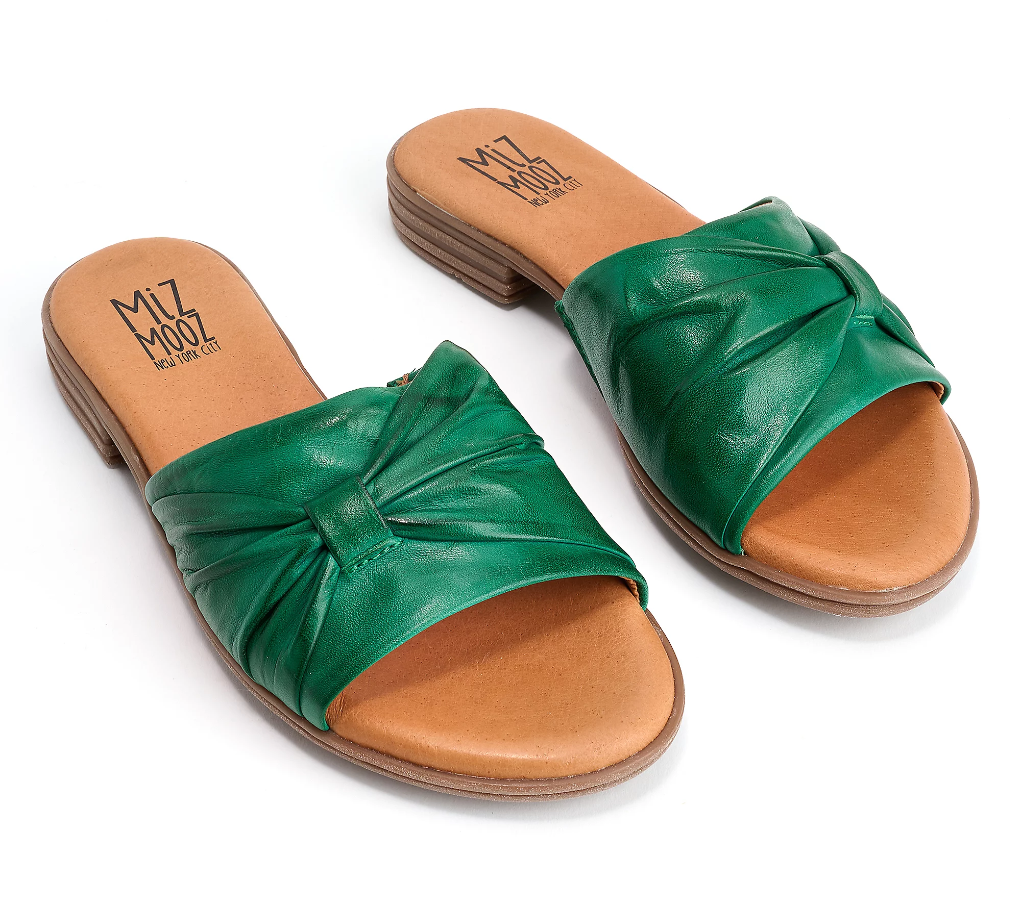 Miz Mothtoz Leather Ruched Slide Sandals