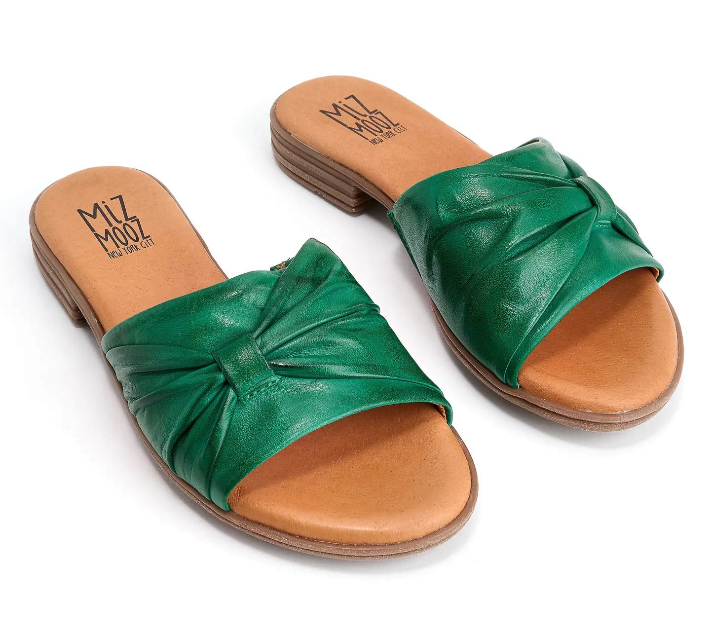 Miz Mothtoz Leather Ruched Slide Sandals