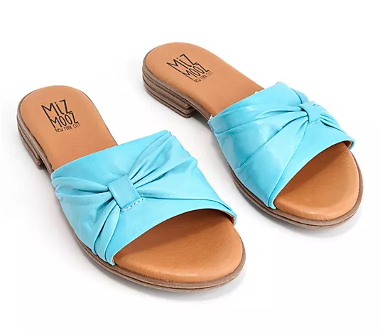 Miz Mothtoz Leather Ruched Slide Sandals