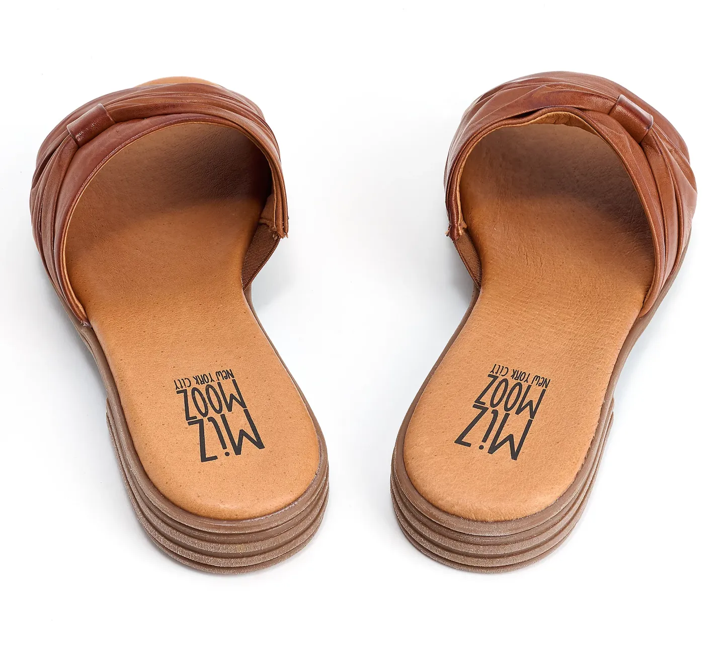 Miz Mothtoz Leather Ruched Slide Sandals