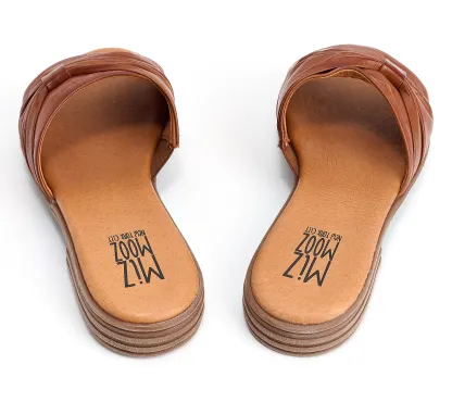Miz Mothtoz Leather Ruched Slide Sandals