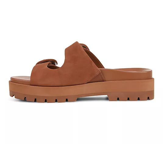 Viothtnic Leather Double Buckle Slide Sandals