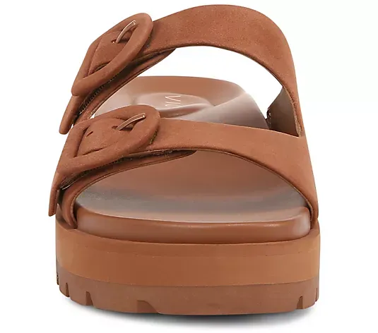 Viothtnic Leather Double Buckle Slide Sandals