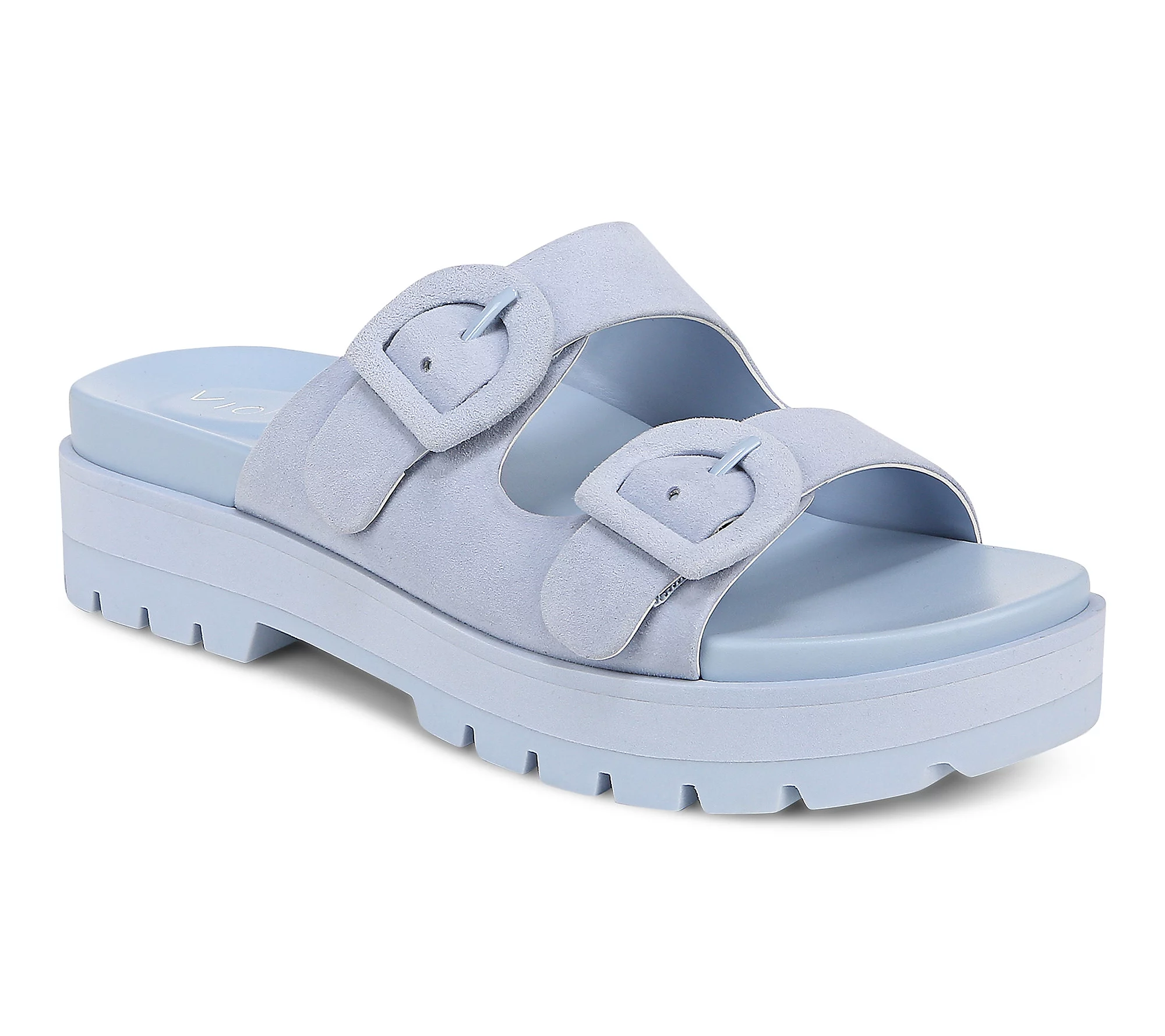 Viothtnic Leather Double Buckle Slide Sandals