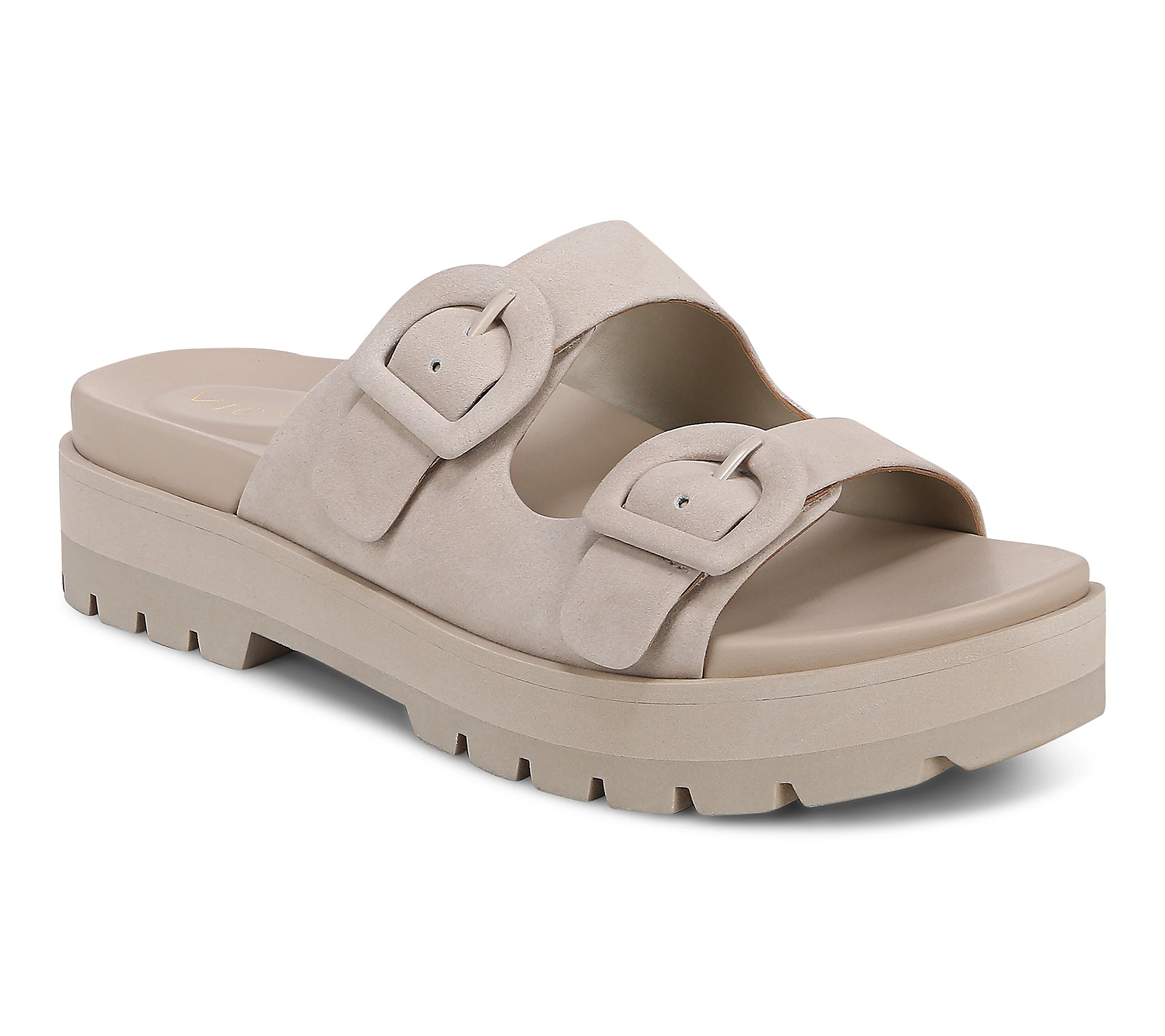 Viothtnic Leather Double Buckle Slide Sandals