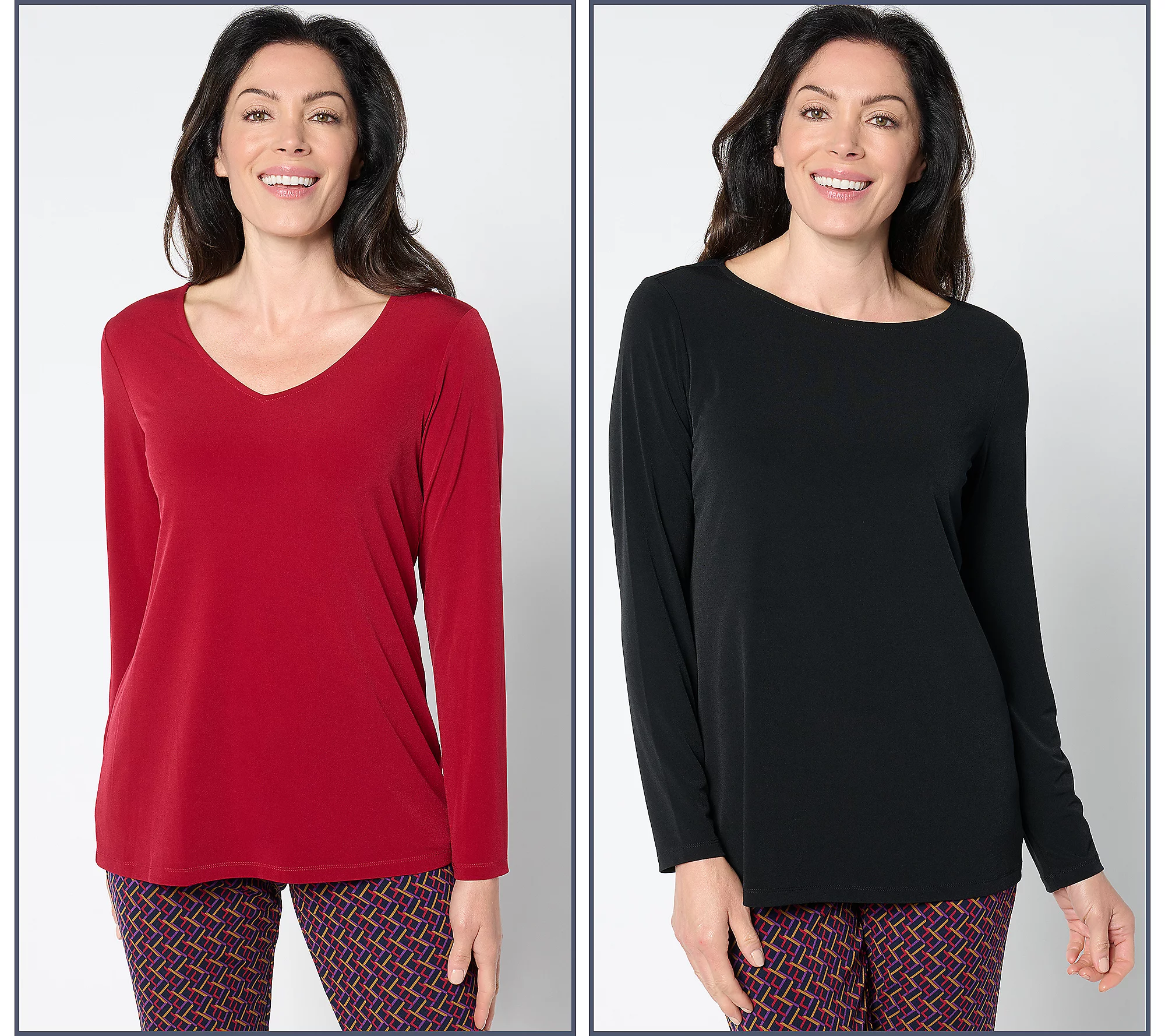 💥QthtVC Last Day Christmas Sale!!!🎉Susan Graver Modern Essentials Set of 2 Liquid Knit Tops