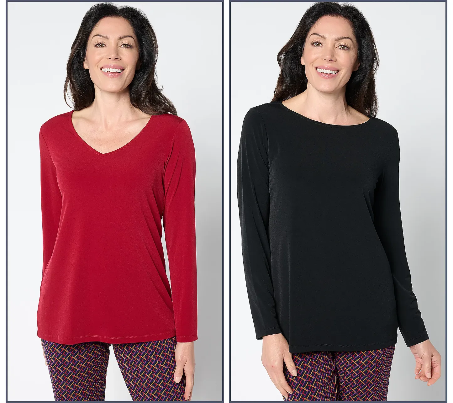💥QthtVC Last Day Christmas Sale!!!🎉Susan Graver Modern Essentials Set of 2 Liquid Knit Tops