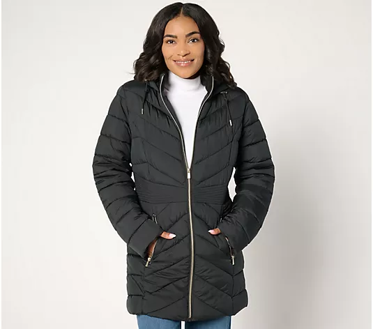 💥QthtVC Last Day Christmas Sale!!!🎉Suthtsan Graver Water-Resistant Quilted Jacket With Hood & Waist Detail