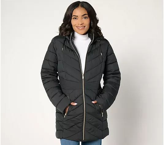 💥QthtVC Last Day Christmas Sale!!!🎉Suthtsan Graver Water-Resistant Quilted Jacket With Hood & Waist Detail