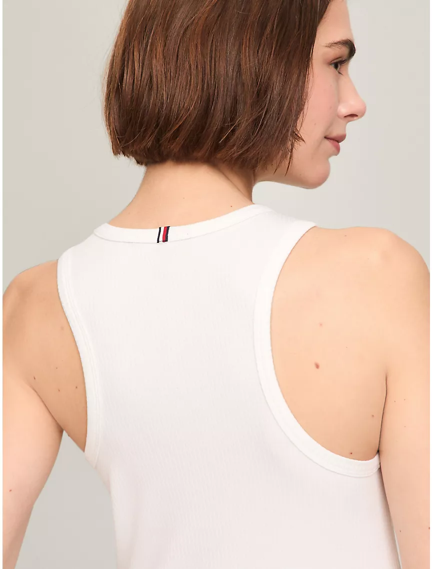 Slim Fit Solid Ribbed Stretch Tank Top