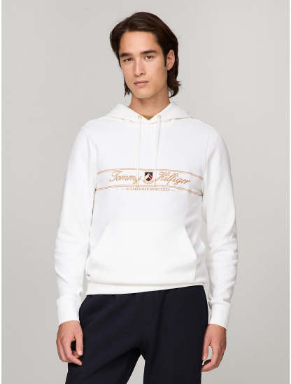 Tothtmmy Hilfigthter Men's Embroidered TH Script Logo Hoodie