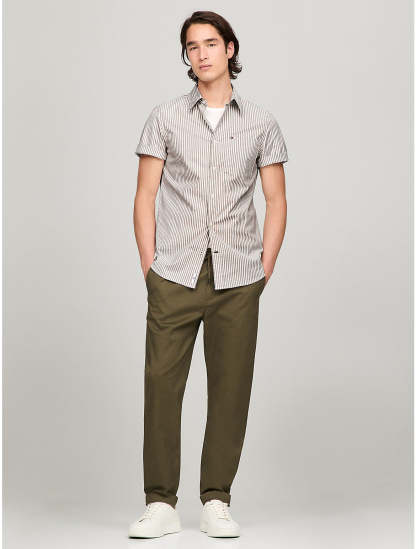 Tothtmmy Hilfigthter Men's Short-Sleeve Stripe Slim Fit Poplin Shirt