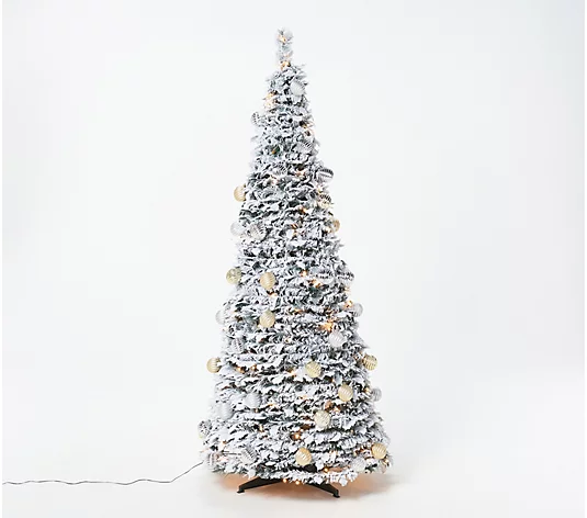 🌲Last day of clearance!!🌲Barthtbara King 6' Flocked Pre-Lit Pop-Up Tree