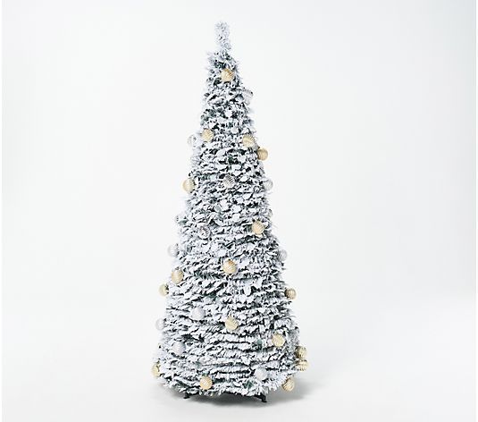 🌲Last day of clearance!!🌲Barthtbara King 6' Flocked Pre-Lit Pop-Up Tree