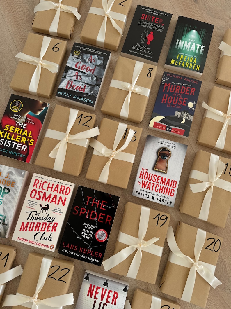 2024 Book Advent Calendar, Crime/Thriller Books, Adult Book Christmas Gift, Fiction Books,  Christmas Present, Christmas Gift, Book Lovers