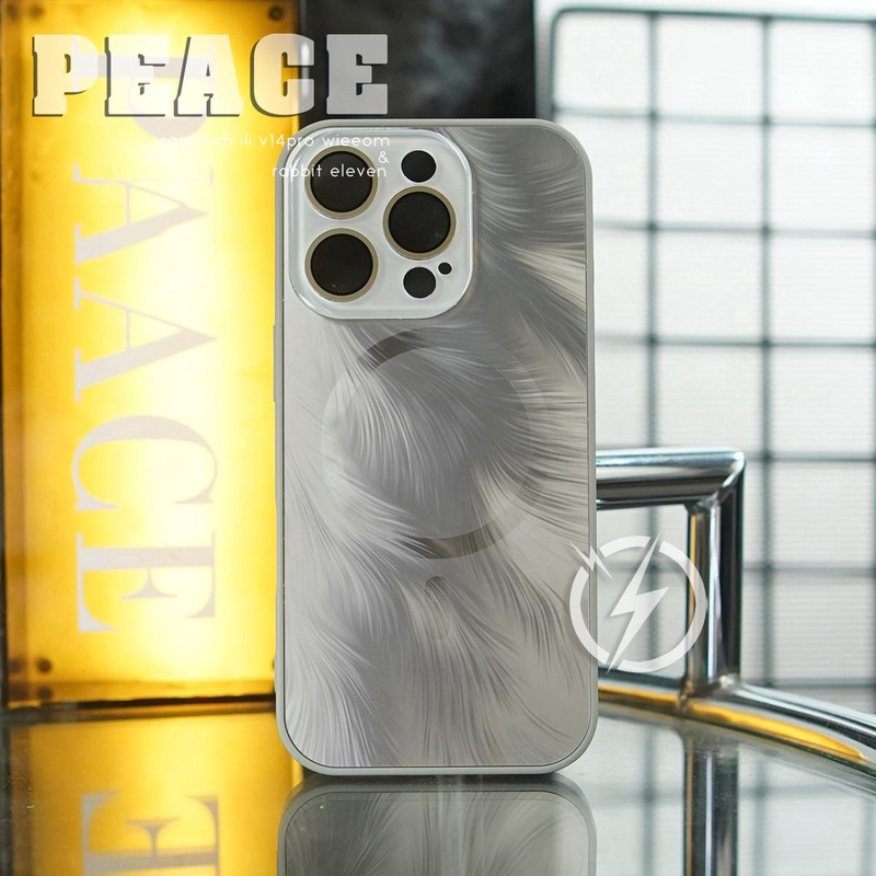 High-standard feather yarn for iPhone black feather yarn-magnetic lens film mobile phone case