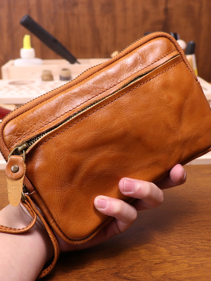 New style distressed handmade cowhide clutch bag
