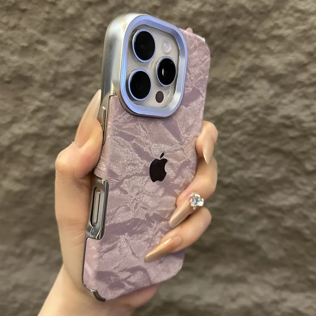 Electroplated flannel snow mountain pattern mobile phone case for iPhone