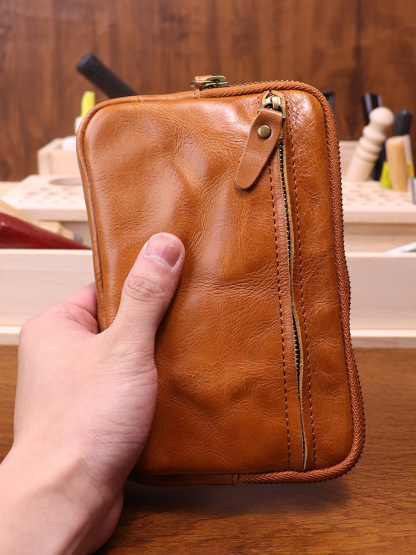 New style distressed handmade cowhide clutch bag