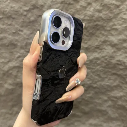 Electroplated flannel snow mountain pattern mobile phone case for iPhone