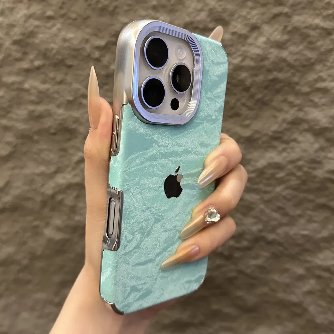 Electroplated flannel snow mountain pattern mobile phone case for iPhone