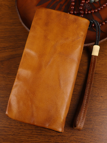New top layer cowhide handmade long wallet